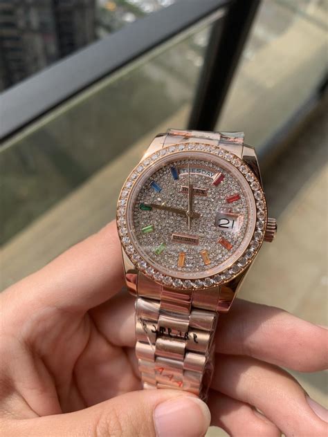 rolex rose gold iced out|iced out rolex real.